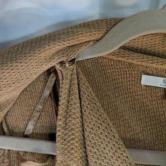 Alfred Sung Full Zip Sweater Womens M Medium Tan Beige Brown Cowl Long Sleeve - Picture 7 of 14